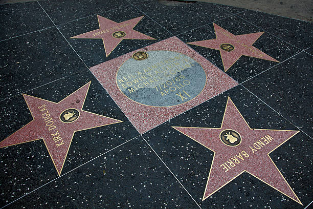 Hollywood Walk Of Fame Star Apollo XI "Hollywood, California, USA - February 5, 2013: Hollywood Walk Of Fame Apollo XI  achievement in the entertainment industry star." apollo 11 stock pictures, royalty-free photos & images