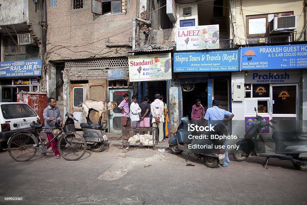 Halal carne mercato, vecchia Delhi, India - Foto stock royalty-free di Fare spese