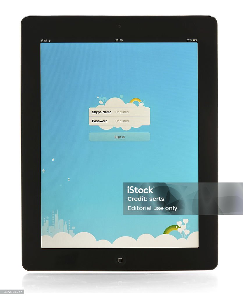 Skype Application pour iPad Apple - Photo de Page - Livre libre de droits