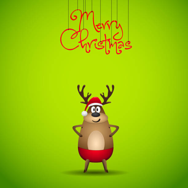 istock Funny Christmas Reindeer Santa card 459025447