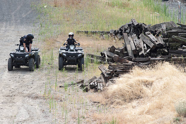 Police Officers on ATVs stock photo