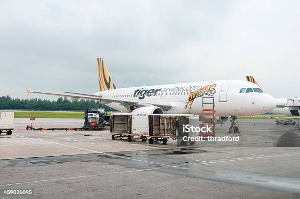 Тигр Airways Самолета В Аэропорт Чанги Сингапур — стоковые фотографии и другие картинки 2011 - 2011, Tigerair, Азия
