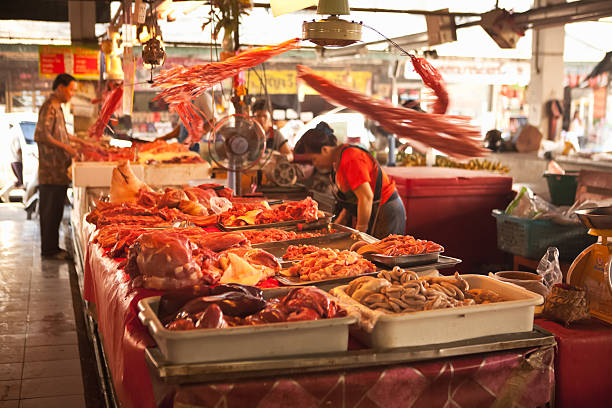 タイブッチャー - meat butchers shop raw market ストックフォトと画像