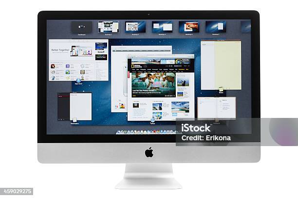 Foto de Novo Apple Imac Com Controle De Missão e mais fotos de stock de Branco - Branco, Computador, Computador desktop