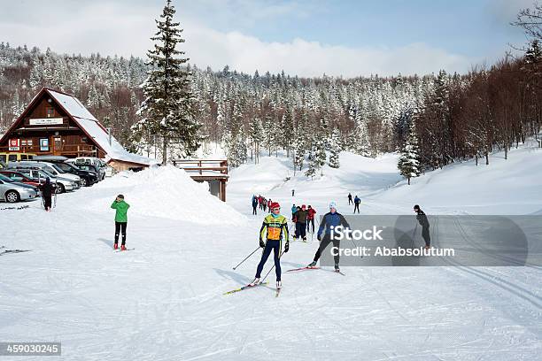 Foto de Esqui Crosscountry Em Vojsko Eslovênia e mais fotos de stock de Esqui cross-country - Esqui cross-country, Equipe Esportiva, Esqui - Esqui e snowboard
