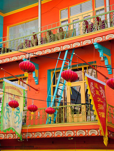 lanternas em chinatown, em são francisco - city of china texas - fotografias e filmes do acervo