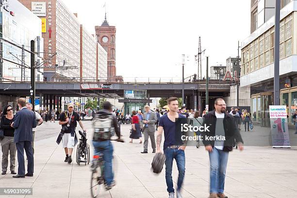 Pedestrians At Alexanderplatz In Berlin Stock Photo - Download Image Now - Alexanderplatz, Arrival, Berlin