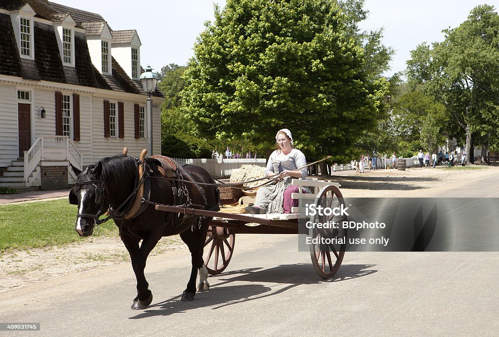 Colonial life en Williamsburg, Va - Foto de stock de Carro de caballos libre de derechos