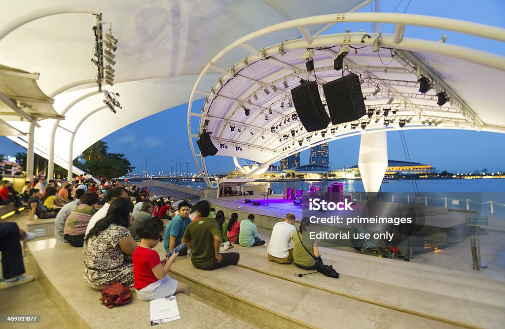Singapore Marina Bay Sands Resort laser luci di notte - Foto stock royalty-free di Famiglia