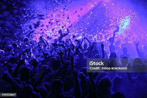 Foam Party In The Nightclub Stock Photo - Download Image Now - Foam Party, Soap Sud, Foam - Material