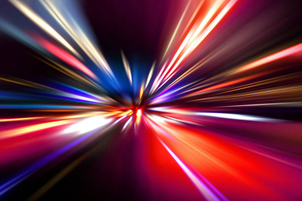 Flashes of bright lights heading towards a central point