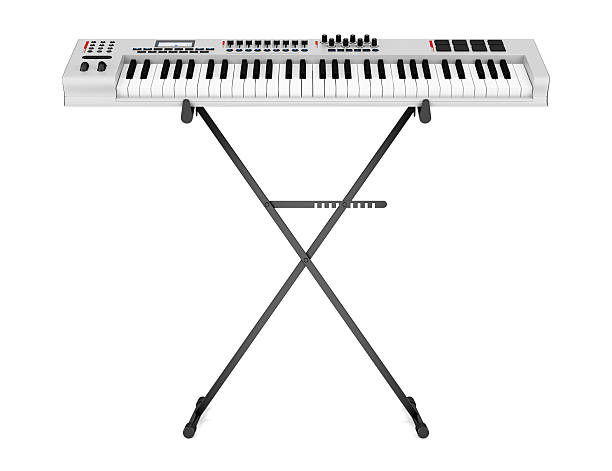 istock gray synthesizer on stand isolated white background 459042365