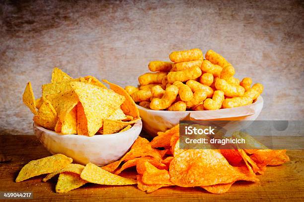 Chips Nachos And Curls Stock Photo - Download Image Now - Throwing, Backgrounds, Cheese