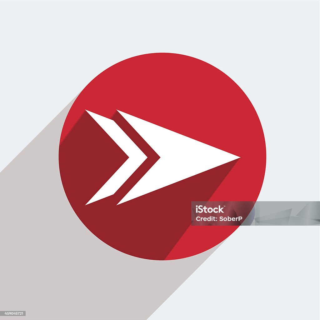 Circular vector icon in red of a white arrow Vector red circle icon  on gray background. Eps10 Animal Back stock vector