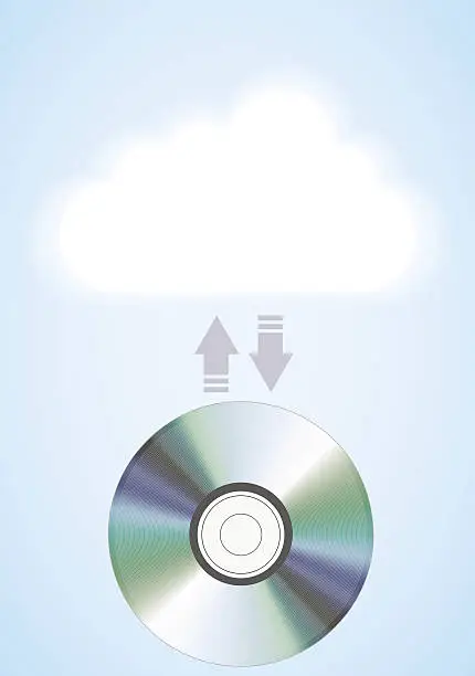 Vector illustration of Vector computer cloud with disc on blue. Eps10