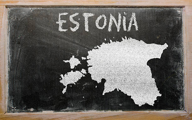 istock outline map of estonia on blackboard 459050107