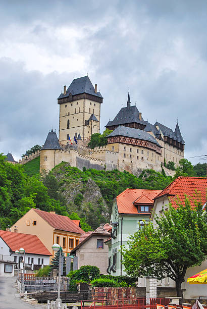 istock Karlstejn castle on green hill, Prague 459055245