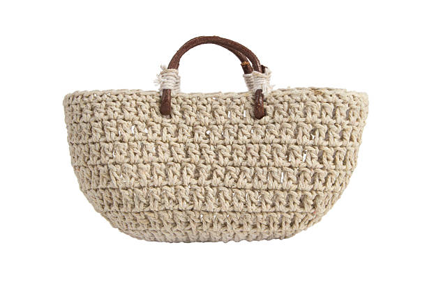 istock Braided handbag with wooden handles 459056261