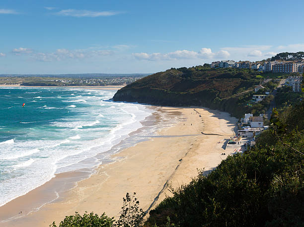 istock Carbis Bay Cornwall England near St Ives with blue sky 459057695