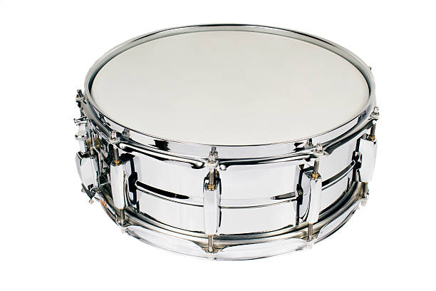 Silver drum isolated on a white background Silver drum isolated on a white background snare drum stock pictures, royalty-free photos & images