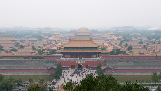 The architectural complex of the Forbidden City in Beijing, China