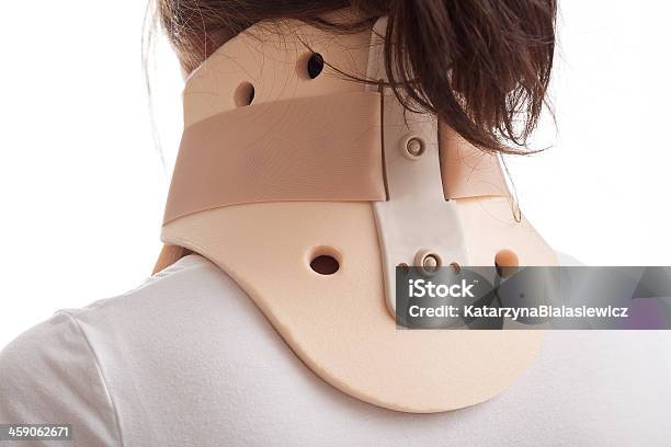 Woman Wearing A Cervical Collar Neck Brace Stock Photo - Download Image Now - Accidents and Disasters, Adult, Adults Only