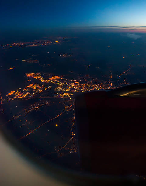 istock Night view Out Of Airplane 459071123