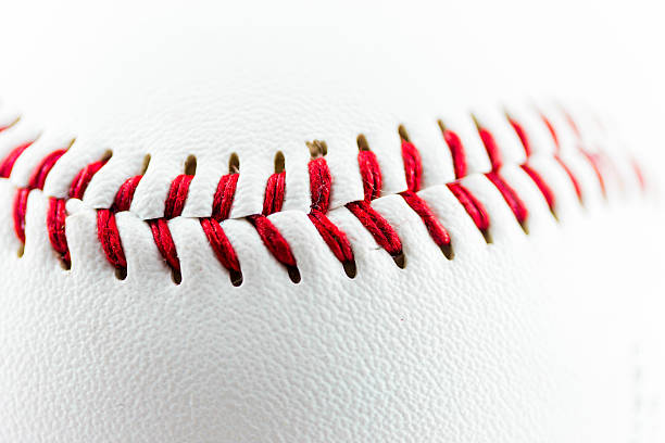Particular of a baseball ball stock photo