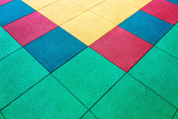 Rubber Mat on a Children's Playground stock photo