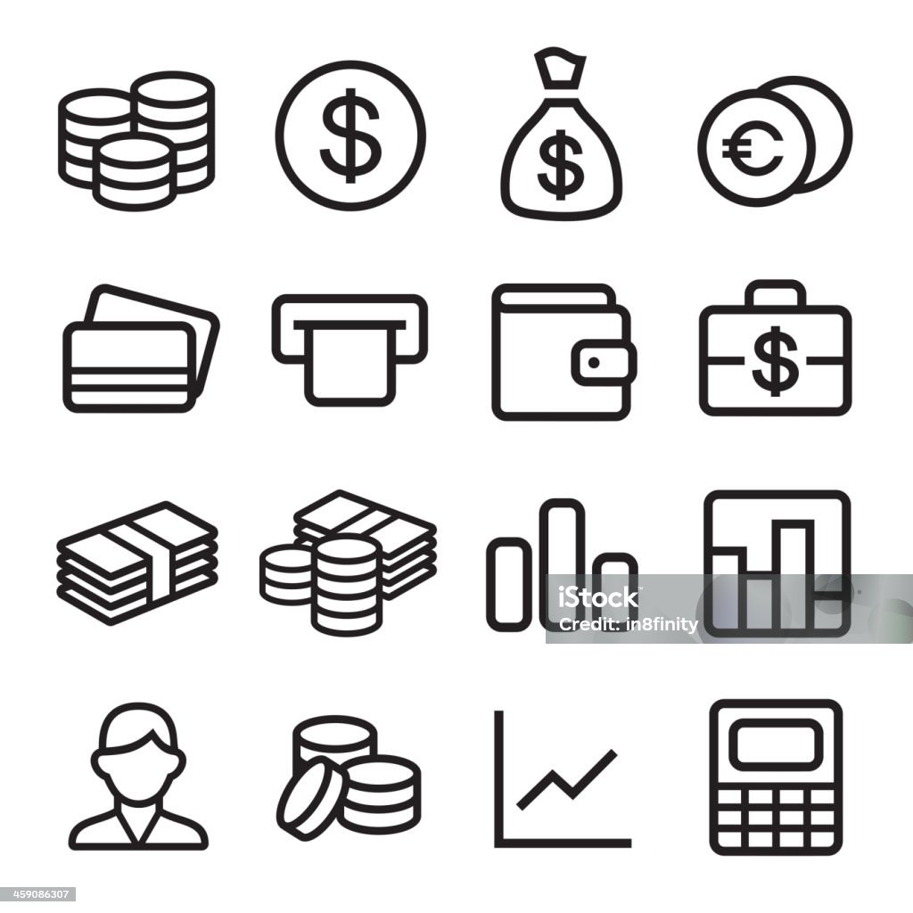 Money ios 7 icon set Money and coin icon set in ios7 style. Vector illustration. Stacking stock vector