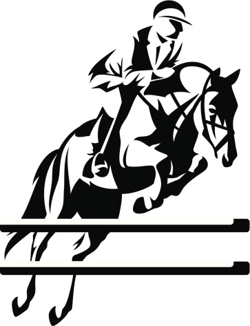 Vector illustration of jumping horse with rider