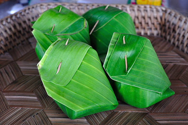 istock Sticky Rice packed by banana leaf. Thailand. 459089161