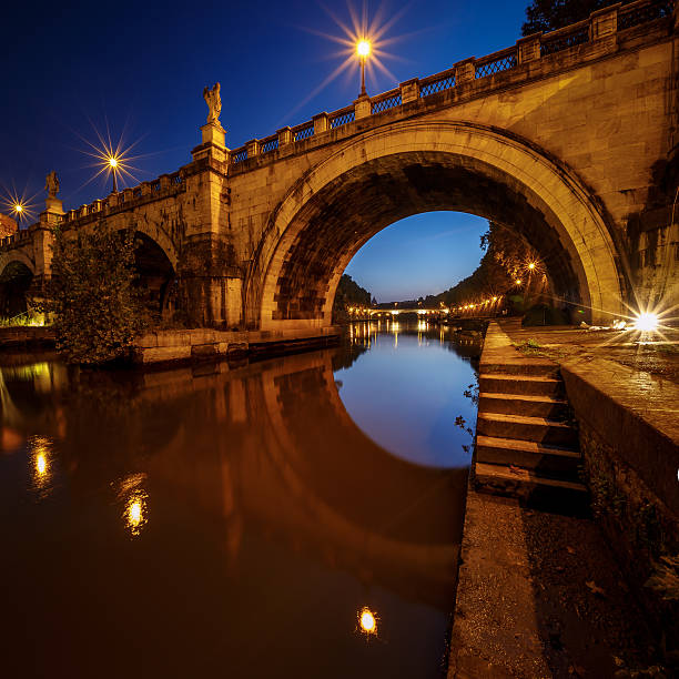 istock Under the Holy Angel Bridge at Dawn, Rome, Italy 459091045