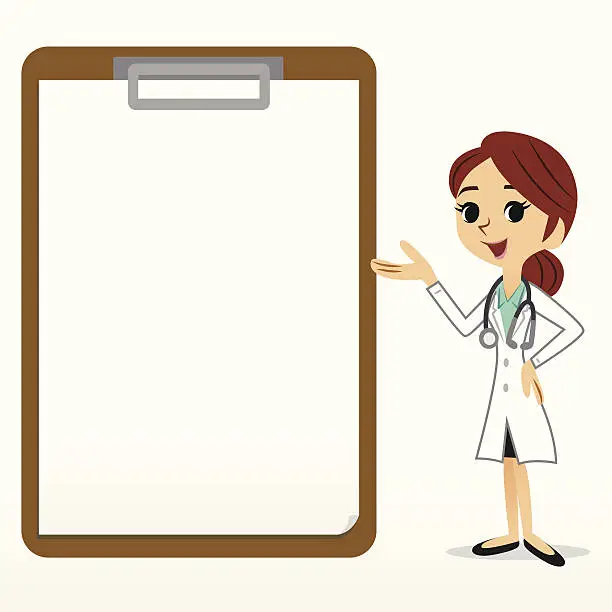 Vector illustration of Female doctor and a medical record