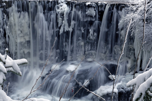 a wintry waterfall in Bavaria