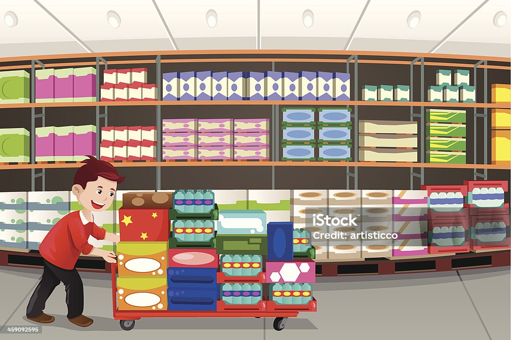 Man shopping A vector illustration of man shopping in a big box store Cartoon stock vector