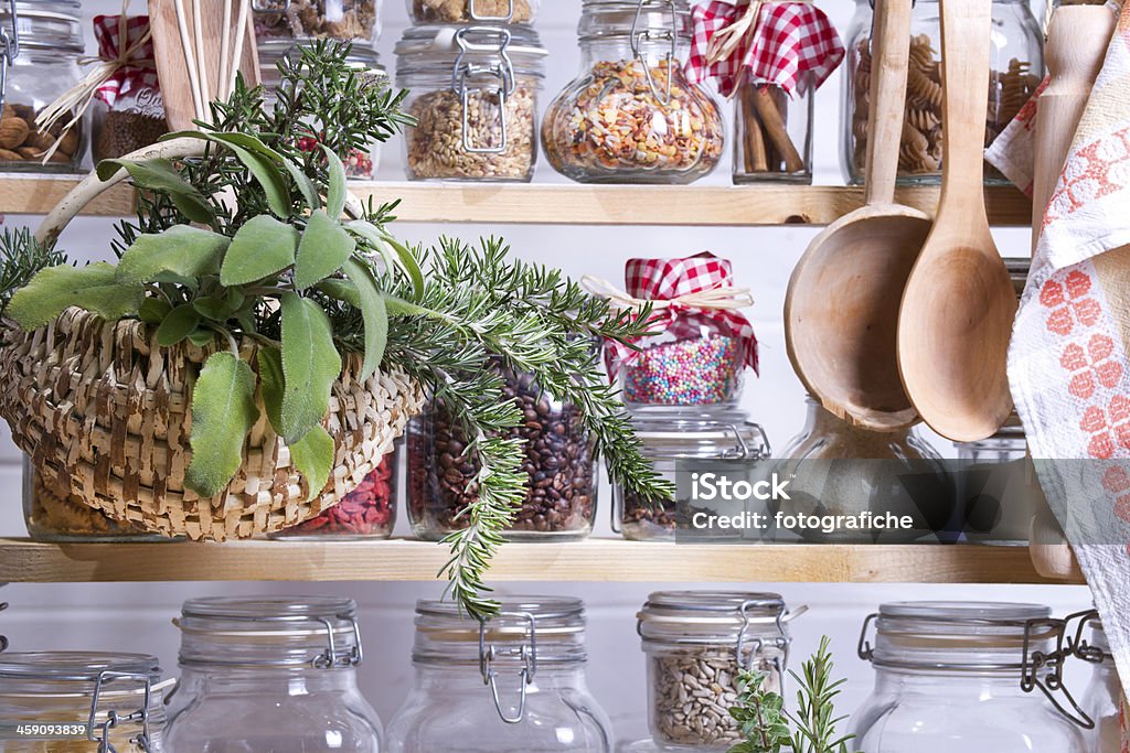 Small Pantry Small Pantry Housewife, Containing Necessary To Cook Agriculture Stock Photo