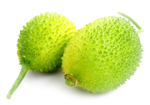 Teasel gourds on white background