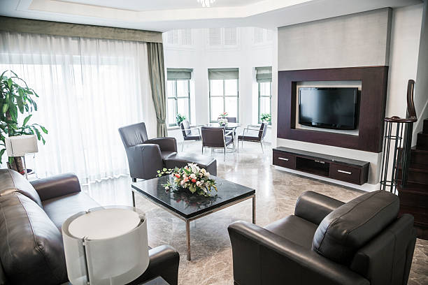 istock Modern living room with television. 459098649