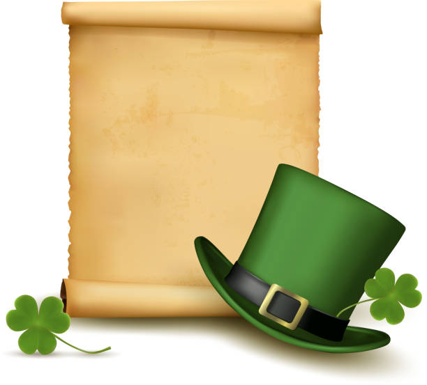 Background with St. Patrick's Day hat Background with St. Patrick's Day hat with clover. Vector illustration. Vector illustration. leprechaun hat stock illustrations