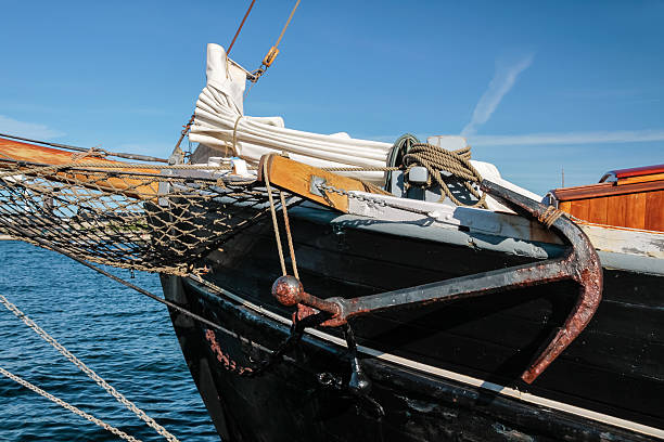istock Bow and anchor of a large sailing ship 459114917