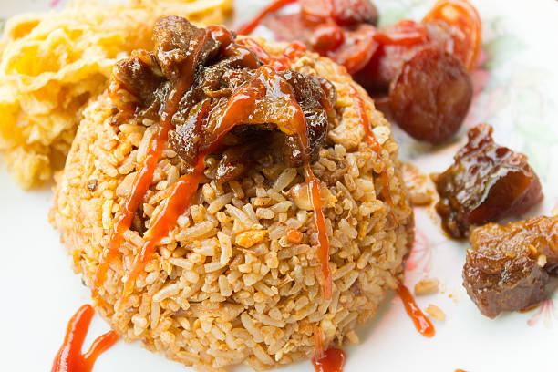 fry rice with the shrimp paste, Thai food stock photo