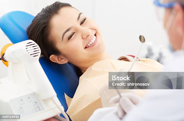 Happy Patient Stock Photo - Download Image Now - Adult, Blue, Brown Hair