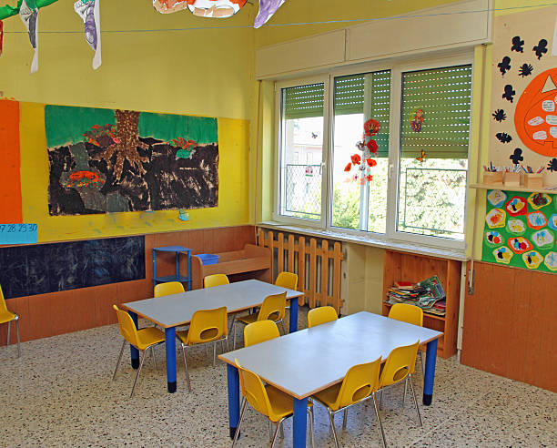 istock classroom where children learn to draw in a nursery 459130043