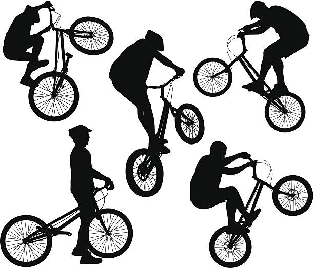 폭주족 실루엣 설정 - bmx cycling bicycle street jumping stock illustrations