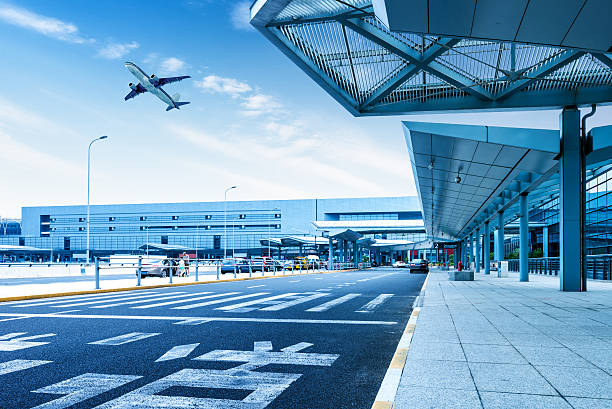 Shanghai Pudong Airport road stock photo