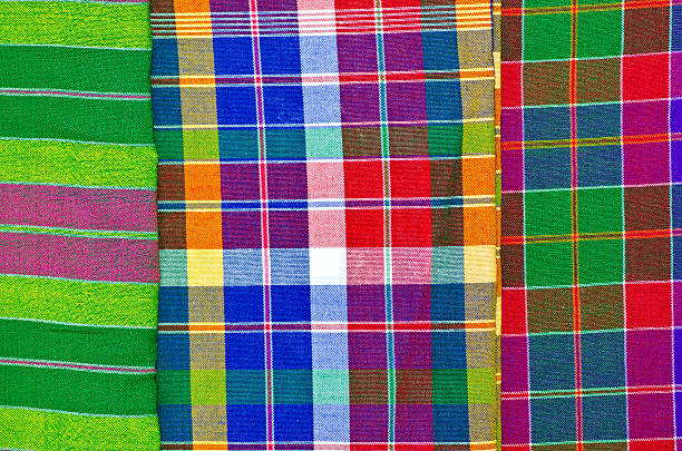 istock Colorful checkered loincloth fabric background 459136485