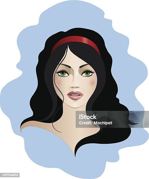 Portrait Of Brunette Girl With Green Eyes Stock Illustration - Download Image Now - Adult, Adults Only, Beautiful People