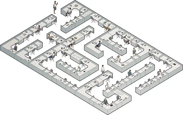 Vector illustration of Business Cubicle Maze