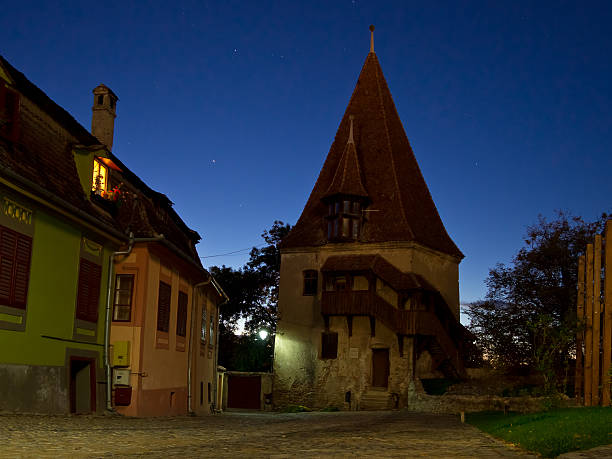 old medieval defense tower in sighisoara, transylvania, romania